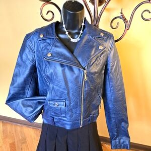 Women's Blue Leather Jacket